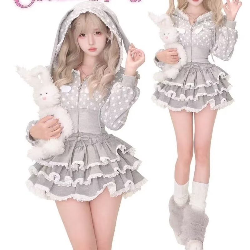 일본 달콤한 사랑스러운 소녀 폴카 도트 토끼 귀 봄 가 - Fly Line 리뷰 및 가격